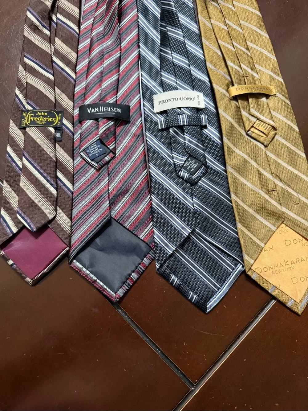 Van Heusen Men's Diagonal Stripe Tie Set - Brown, Red, Black, Mustard